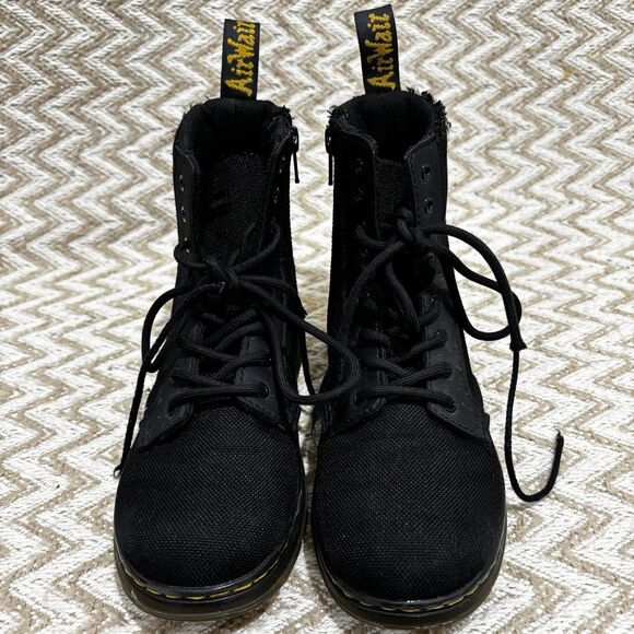 Dr. Martens COMB J Lace Up Ankle Zip Combat Boots Unisex Kids Size 2 - Picture 2 of 8